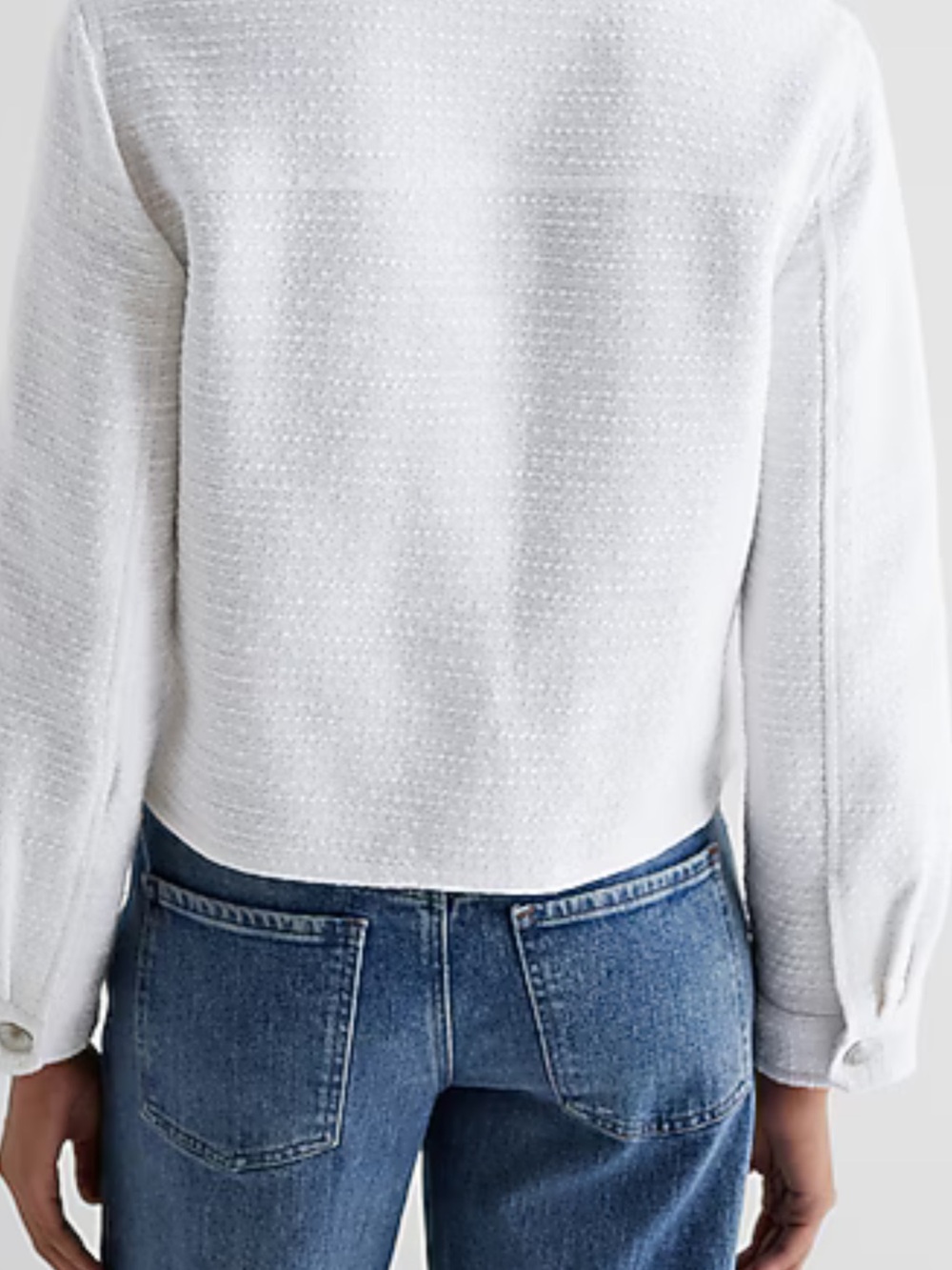 Express White Textured Cropped Button Jacket - Picture 4 of 4